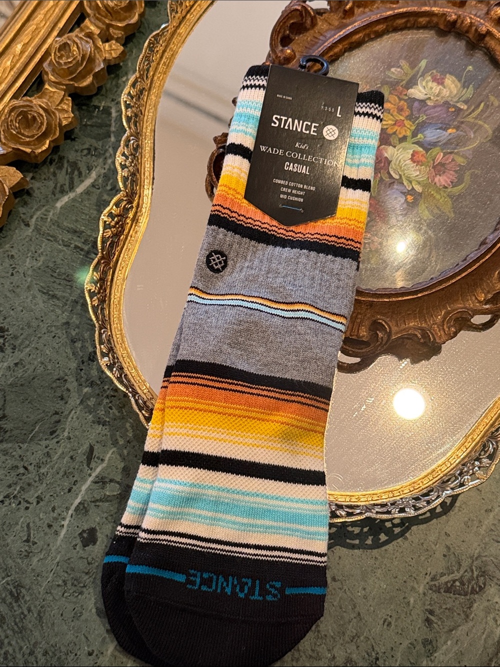 Stance Kid’s WADE COLLECTION Striped Crew Socks Y: 3-5.5 Large